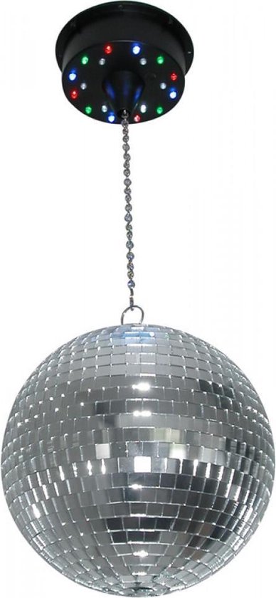 BeamZ Spiegelbal, 20 cm, met motor, roterende discobal, discolicht, elektromotor, 230 V, pvc-bal, spiegelbal, professionele discobal