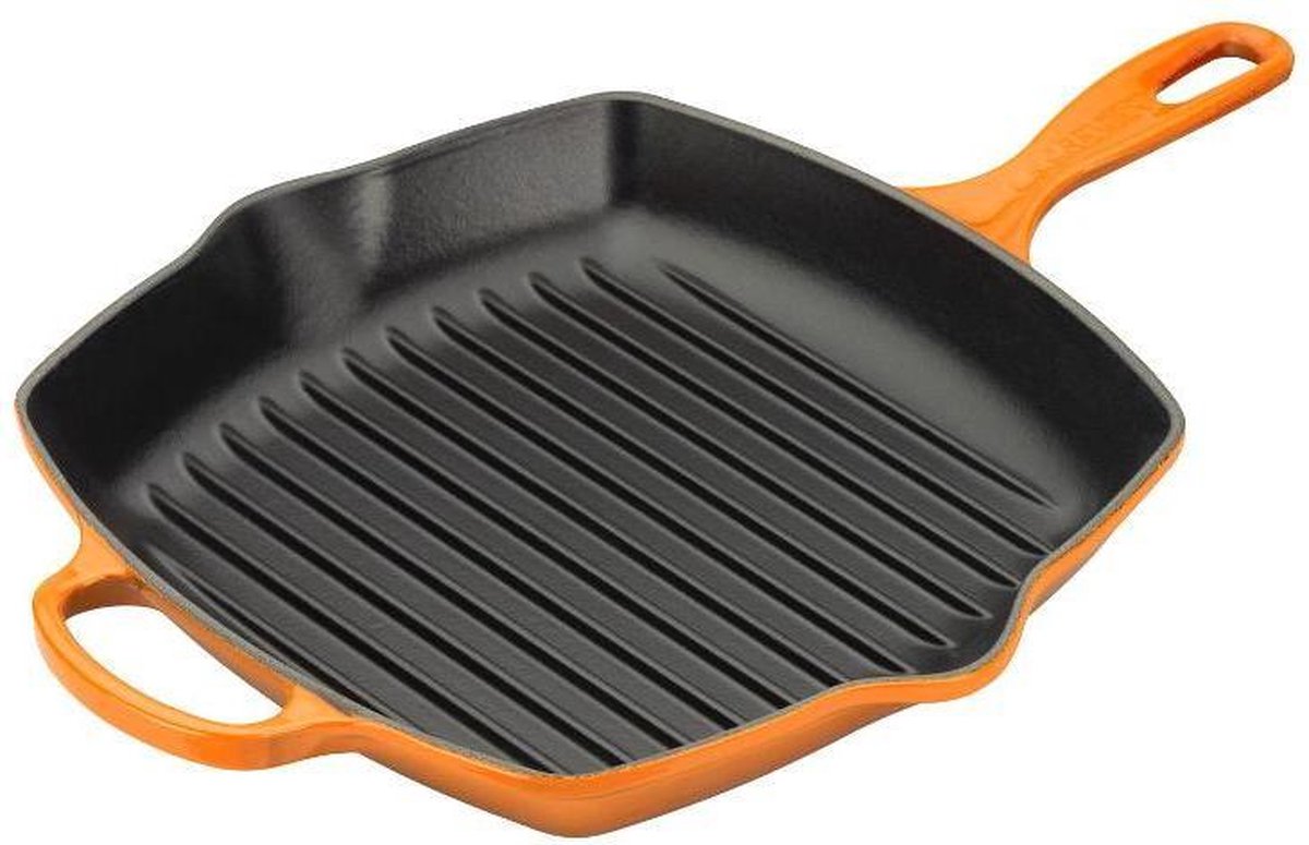 Le Creuset Grillpan Signature - Oranjerood - 26 x 26 cm - geëmailleerde anti-aanbaklaag