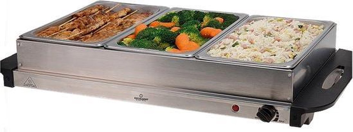 MaxxHome Buffetverwarmer - warmhoudplaat  - Compacte Buffetserver 3 x 1,5L