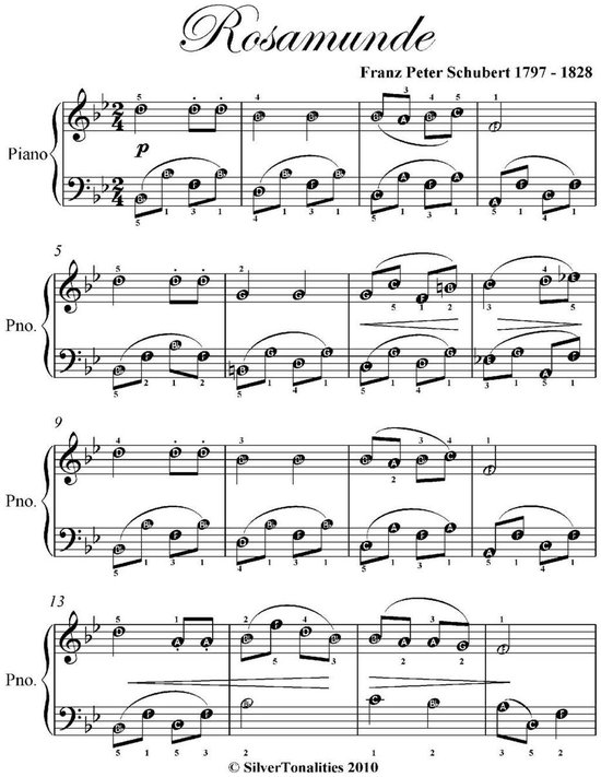 Rosamunde Easy Piano Sheet Music (ebook), Franz Peter Schubert