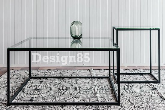 Design85 - Salontafel - Stalen frame - Glas - 80x80x40 | bol.com