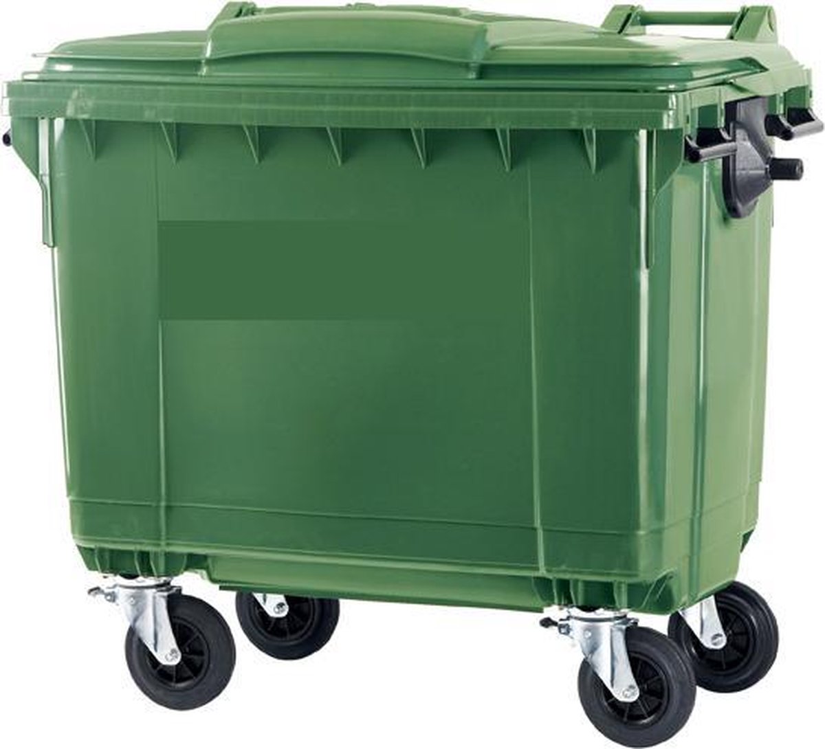 4 wiel afvalcontainer 660 liter groen