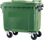 4 wiel afvalcontainer 660 liter groen