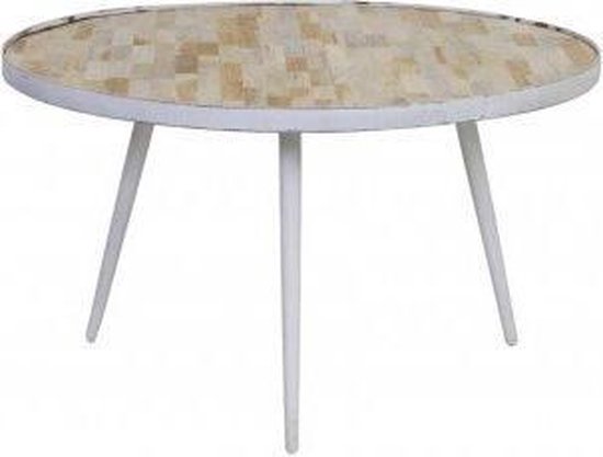 Afname klant Geniet Salontafel tafel hout antiek wit rond 74x40cm | bol.com
