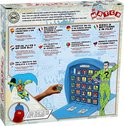 Achterkant van het DC Comics Top Trumps Match spelbord, met meertalige instructies en afbeeldingen.