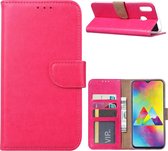 Geschikt voor Samsung Galaxy M20 Hoesje Roze met Pasjeshouder
