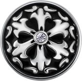 Quiges - Dames Click Button Drukknoop 18mm Sneeuwvlok Zwart - EBCM101
