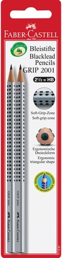 Faber Castell Potlood Grip 2001 - B met gum Aanbieding - Beste Prijs