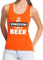 Oranje My kingdom for a beer tanktop shirt/ singlet dames - Oranje Koningsdag/ Holland supporter kleding L