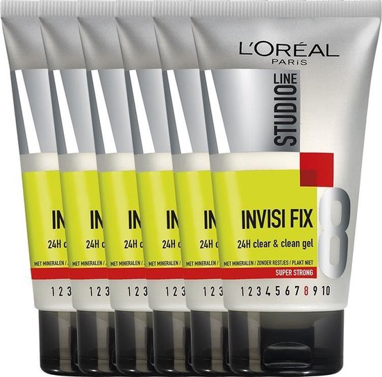 L'Oréal Paris Studio Line Invisi Fix 24H Clear & Clean Gel - Super Strong - 6 x 150 ml - Voordeelverpakking