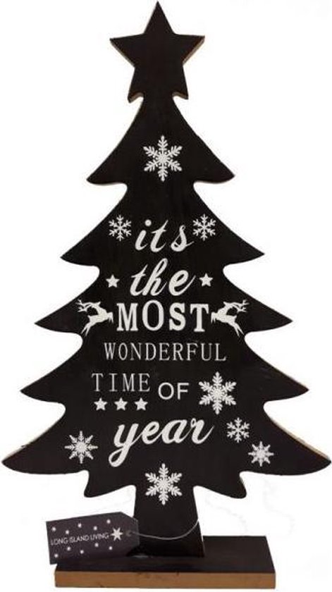 Zwarte houten kerstboom van MDF wonderful time | bol.com