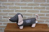 Deco Pluche Hond Tekkel met roze oren