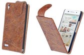 Eco-Leather Flipcase Cover Huawei Ascend P6 Bruin