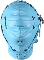 Banoch - Reticent Hood Blue -Blauw bondage masker van pu Leer | BDSM