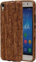 Coque en TPU Design en bois marron pour Huawei Honor Y6