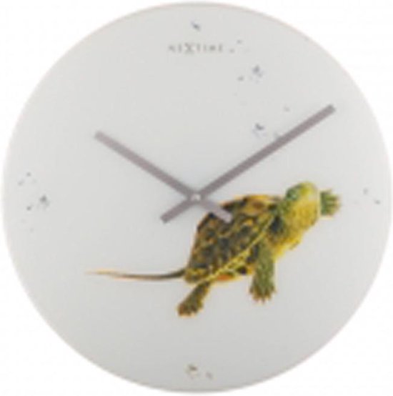 NeXtime Turtle - Klok - Rond - Glas - Ø43 cm - Wit/Groen