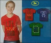 3x jongens T-shirt Life mt.134/140