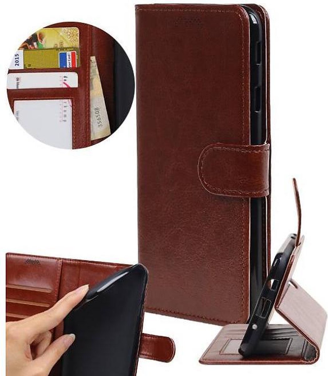 Hoesje Geschikt voor Huawei Y5 II - Portemonnee hoesje booktype wallet case Bruin