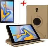 Samsung Galaxy Tab A 10.5 (2018) Hoesje 360 Graden Draaibaar Book Case Goud + Screenprotector Gehard Glas Tempered Glass van iCall