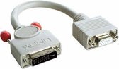 Lindy DVI-A/VGA FM cable, 0.2m 0,2 m VGA (D-Sub) Grijs