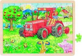 Goki Puzzel: op de tractor 96-delig