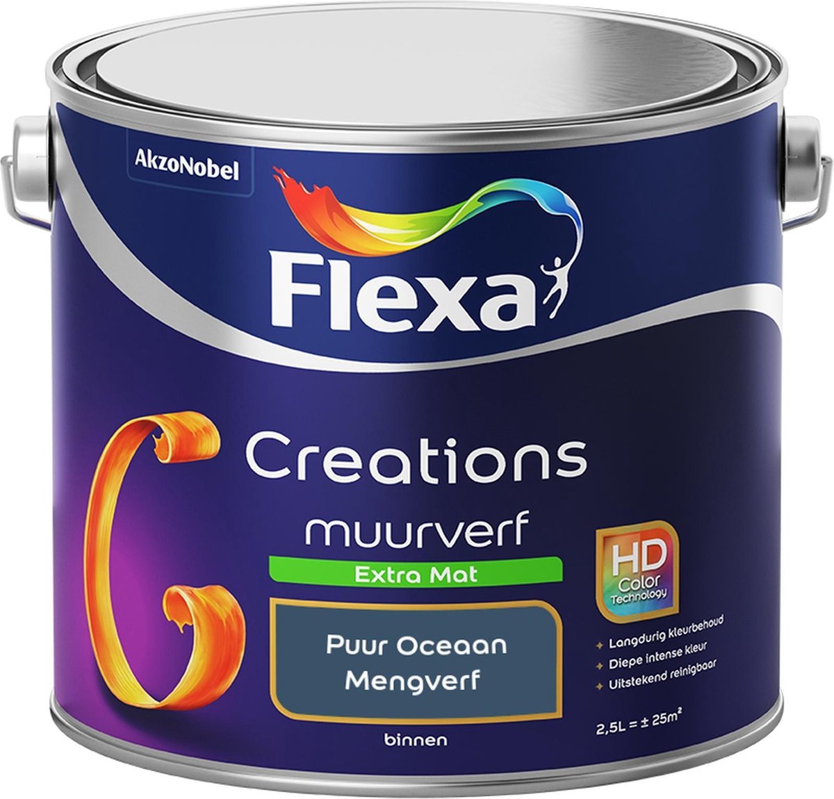 Flexa Creations - Muurverf Extra Mat - Puur Oceaan - Mengkleuren Collectie - Blauw - 2,5 Liter