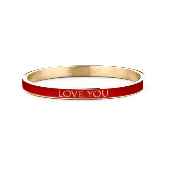 Bracelet en acier avec texte 8KM BC0012 Key Moments - Love You - Taille unique - Or / Rouge