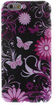 iPhone 6 silicone gel hoesje vlinder zwart roze