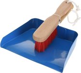 Blauwe stalen speelgoed stoffer en blik voor kinderen - Huishoud/schoonmaak speelgoed voor kinderen