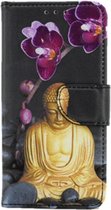 Xssive Hoesje Voor Apple iPhone 7 Plus - Book Case - geschikt voor pasjes - Boeddha met Bloemen
