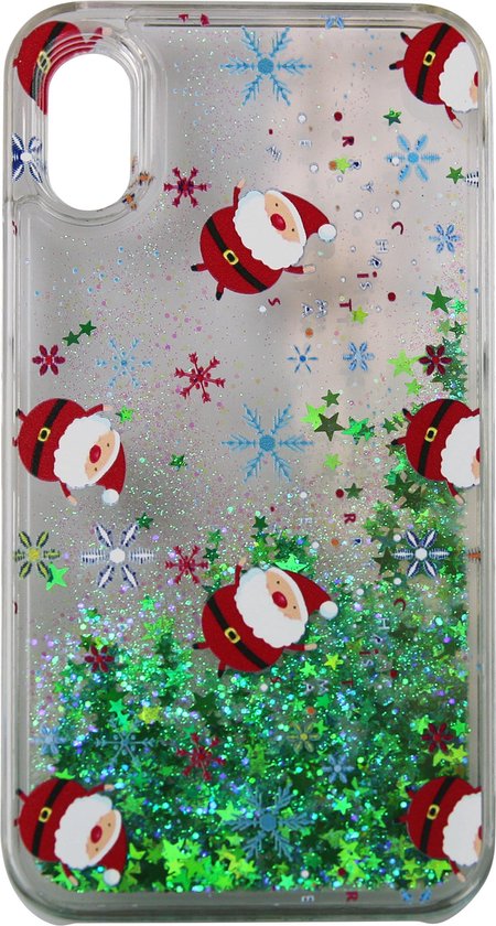 Telefoonhoesje Kerstmis - Bewegende groene glitters in vloeistof - iPhone X bol.com