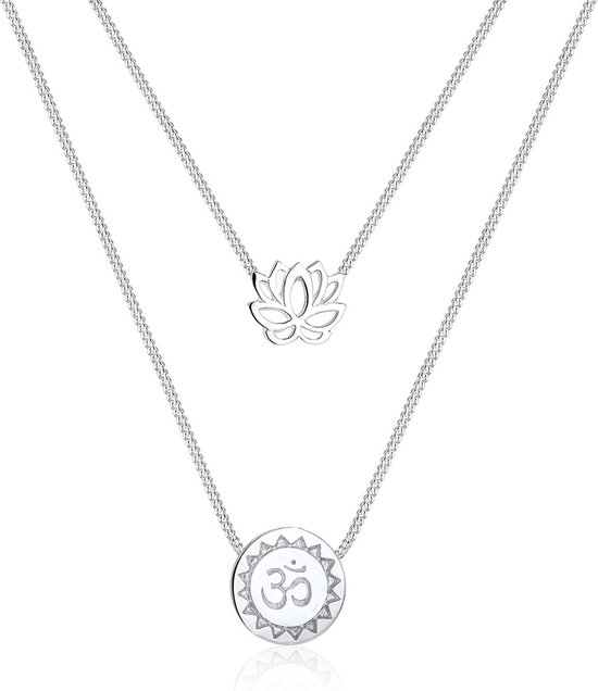 Elli Halsketting lotusbloem om yoga mantra layer 925 zilver