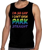 I am so gay i cant even park straight pride tanktop zwart heren L