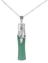 Zilveren Ketting Hanger Groene Jade - Damesketting - Halsketting