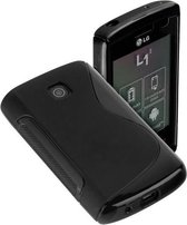 LG L1-2 E410 Silicone Case s-style hoesje Zwart