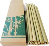 Bamboerietjes - Rietjes gemaakt van bamboe - Plastic alternatief - Bamboo straws - 10 stuks inclusief schoonmaakborstel