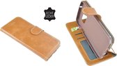 Lichtbruin Luxe Wallet Bookcase Echt Leer hoesje voor Samsung Galaxy S7