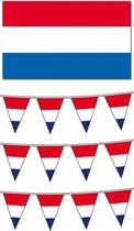 Nederlandse vlag met 3 vlaggenlijnen pakket - Straatversiering pakket