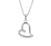 The Jewelry Collection Ketting Hart Zirkonia 1,2 mm 41 + 4 cm - Zilver
