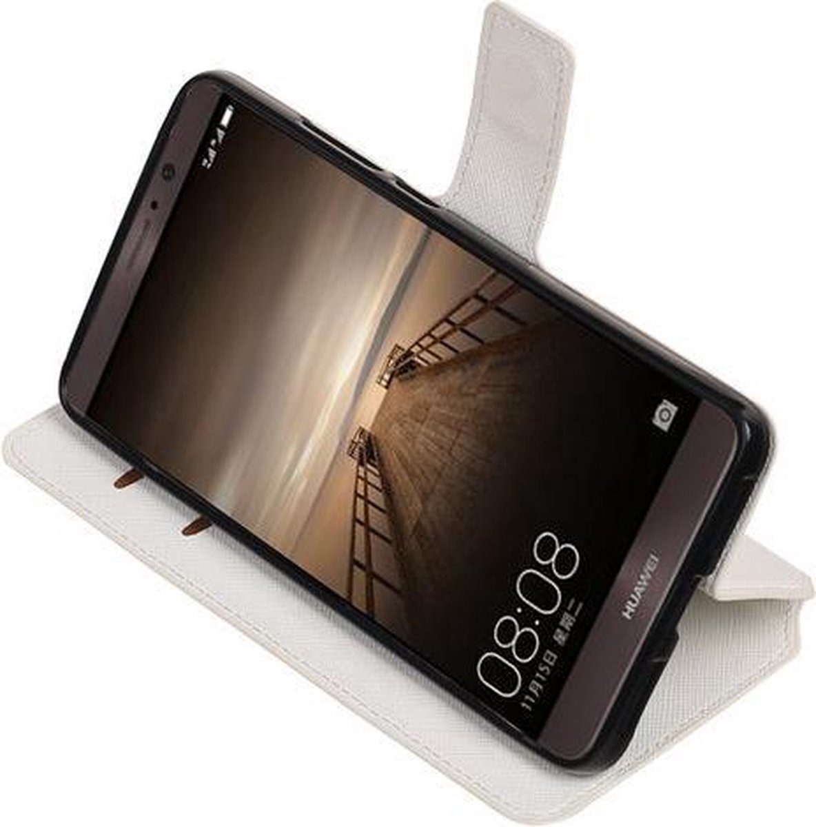 Wit Huawei Mate 9 TPU wallet case booktype hoesje HM Book