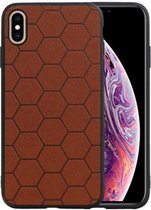 Hexagon Hard Case - Telefoonhoesje - Backcover Hoesje - achterkant hoesje - Geschikt voor iPhone XS Max - Bruin