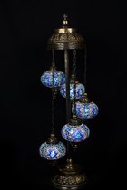 Bol.com Sfeerverlichting Online staande lamp blauw glas mozaïek 5 bollen - Turkse staande lamp - Oosterse staande lamp aanbieding