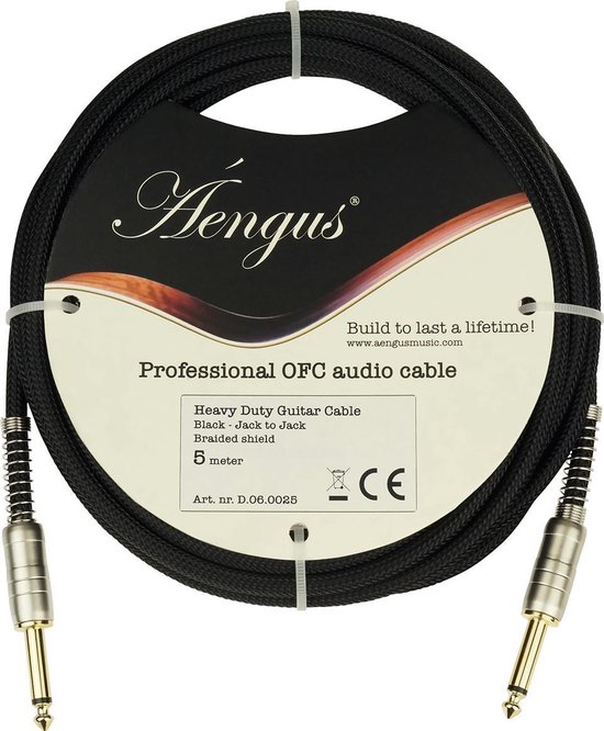 Áengus Gitaarkabel Heavy Duty Instrument kabel - 6.35mm mono jack plug  recht/recht - 5... | bol.com
