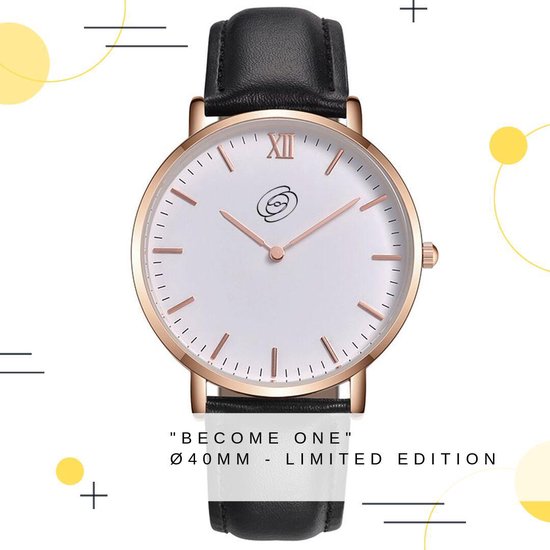 GoodvibeZ® |  "Become One" | Vintage Classic Luxury Heren Horloge | Ø 40 mm | Limited Edition | Gold/Black