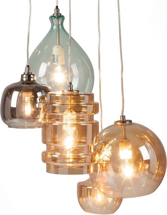 Hanglamp E27 - Glazen lampen 5 lichtbronnen | Brooklyn | bol.com