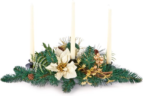 Kerstversiering | bloemstuk kerststuk| Premier Christmas Poinsettia tafel  middelpunt... | bol.com