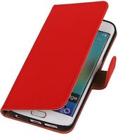 Mobieletelefoonhoesje.nl - Samsung Galaxy S6 Edge Hoesje Effen Bookstyle Rood