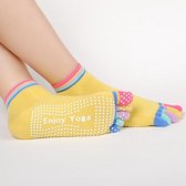 Yoga sokken met antislip - geel met gekleurde tenen - maat 36 tot 40