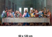 Canvas Schilderij Het Laatste Avondmaal van Da Vinci - Kunst aan je Muur - Groot schilderij - Kleur - 60 x 120 cm