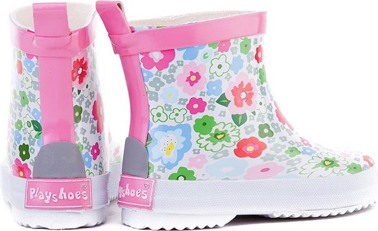 Playshoes halfhoge regenlaarzen roze bloemen Playshoes halfhoge regenlaarzen roze bloemen